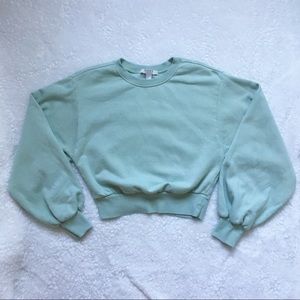 Sea foam Green Crop Crew Neck Sweater